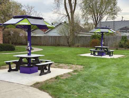 Newly installed solar tables at Rossford library.