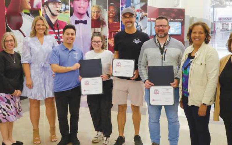 Mariah Segura of Danny’s Cafe, Jason Mesteller of First Solar, Nick Pinski of Interstate Lanes and Nate Alt of Formlabs were thanked for their dedication to Rossford Schools’ students and district.