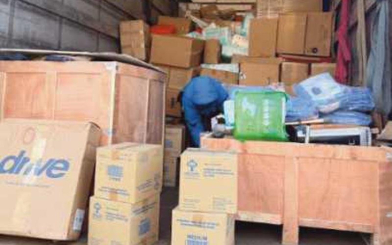 A semi-truck full of humanitarian aid.