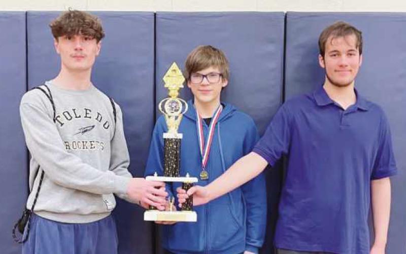 First Place High School Team, from left: Steven McCutcheon, Gabriel Kelsey and Jad Hinch.