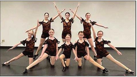 Perrysburg Dance Academy dancers preparing for their tap roles as Hot Chocolate dancers. Pictured top row, Makenzie Burnham, Adrianna Garcia (graduating senior), Genevieve Stierman; bottom row, Jaclyn Kantner, Molly Hayes, Johanna Czech, Stella Rygalski and Madilyn Maher.