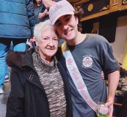 Michael Nawrocki with his grandmother Irene Nawrocki, a breast cancer survivor.
