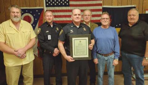 From left: Administrator Jon Eckel, Chief Matt Gazarek, Deputy Chief Dave Nixon, Trustees Bob Mack, Gary Britten, Joe Schaller.