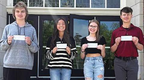 Rowen Lanning, Sophia Shinavar, Karlee Hill and Owen Swonger are the 2025 Rossford Business Association senior scholarship winners.