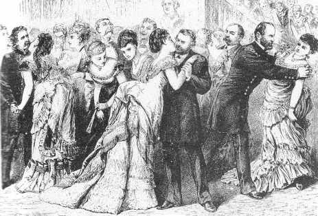 Kissing contest at Grant’s reception at Toledo’s Boody House.