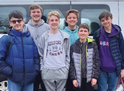 Members of the RHS chess team are, front row from left, Gage Trumbull, Phoenix Bishop, Chase Lenin. Back row: Brady McManus, Zachary Chiarelott and Aaron Puterbaugh.