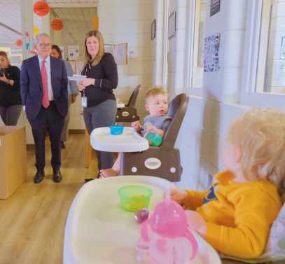 Governor DeWine visits the YMCA Child Development Center at Owens Community College in Perrysburg.