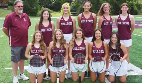 RHS girls tennis team roster–Caitlyn Bieganowski, Gabrielle Boyd, Ashley Clark, Kiersten Johnson, Rose Klocko, Clare Logan, Emily McConocha, Abigail Misko, Alaina Schaefer and Alexa Schaefer.