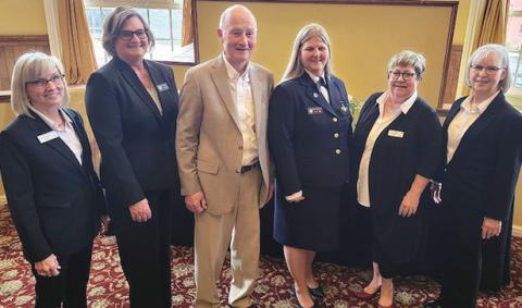 Left to right: Darcy Ulrich, Rossford, treasurer; Mary Schaller, Perrysburg, secretary; Howard Zibbel, Rossford, executive officer; Loriann Czerniejewski, Toledo (Point Place), commander; Amy Watkins-Gross, Perrysburg, administrative officer, and Phyllis Zibbel, Rossford, education officer.