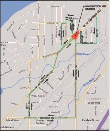 State Route 65 (Superior Street)/Glenwood Road Roundabout Local Detour