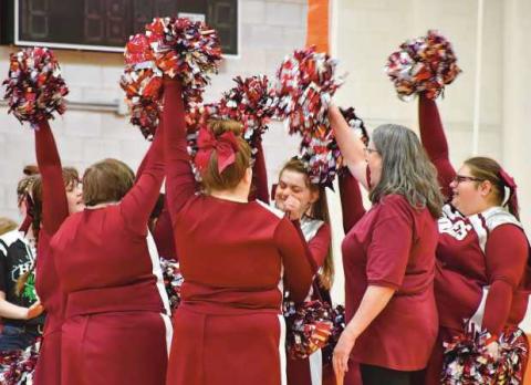 Competitive cheer athletes at the Special Olympics Ohio 2022 indoor winter games