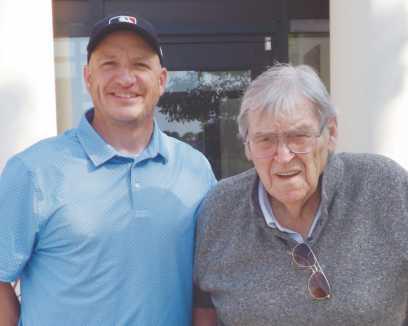 Denny McLain, right, is with Ron Kleinfelter, a Perrysburg resident who is an official scorer for Major League Baseball and helped arrange Denny's visit.