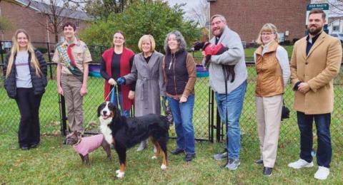 Pictured left to right: Kayla Evanoff, the Cocoon’s shelter manager; Zachary Clement, Eagle Scout; Kathy Mull, the Cocoon’s executive director; Mary Beth Gilts, member of First Presbyterian Church of Perrysburg; Pastor Katie Rivera-Torrea, First Presbyterian of Perrysburg; Pastor Jeff Schooley, First Presbyterian of Bowling Green; Susan Nelson, vice chair of the Perrysburg Rotary Community Foundation; and Justin Henck, president elect of the Bowling Green Rotary Club.