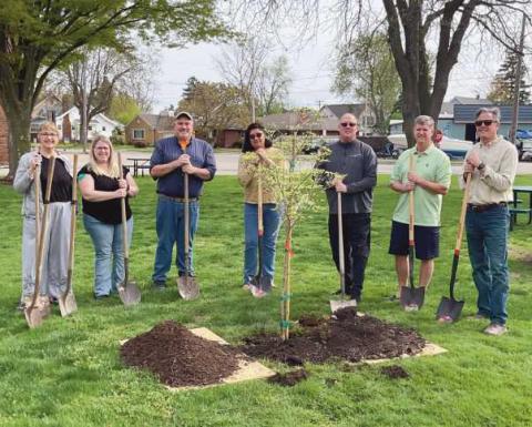 From left: Sarah Krafty, Jennifer Havener, Mike Krafty, Vicki Gallagher, Mayor Neil MacKinnon III, Scott Lodge and Gary Mosiniak.
