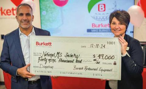 Jameel Burkett (Burkett Restaurant Equipment and Supplies president and CEO) and Julie Leggett (Ohio chapter president of the National MS Society)