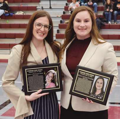 2025 Rossford Athletic Hall of Fame inductees Jessica (Pietrasz) Bush and Margo Jackson Schaffer.