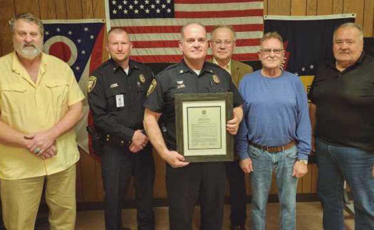 From left: Administrator Jon Eckel, Chief Matt Gazarek, Deputy Chief Dave Nixon, Trustees Bob Mack, Gary Britten, Joe Schaller.