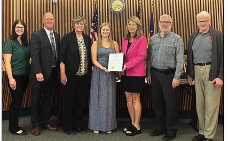 From left: Julie Allison, chief deputy auditor; Matthew Oestreich, Wood County auditor; Doris Herringshaw, Wood County commissioner; Stephanie Abke, audit and financial reporting accountant; Lori Brodie, Auditor of State regional liaison; Craig LaHote, Wood County commissioner, and Ted Bowlus, Wood County commissioner.