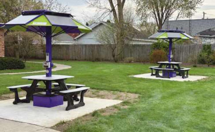 Newly installed solar tables at Rossford library.