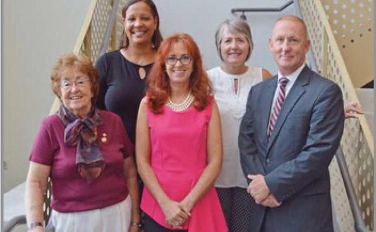 Members of the 2023 Rossford board of education are, front row from left, Sharon Belkofer, Tiffany Densic and Kent Murphree. Back row are board president Dawn Burks and vice president Jackie Huffman.