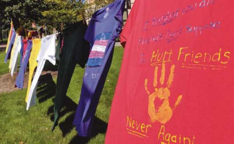 The Wood County Clothesline Project is composed of T-shirts with messages from survivors or loved ones of survivors. It was on display October 20 at the Bowen-Thompson Student Union Oval on the BGSU campus.