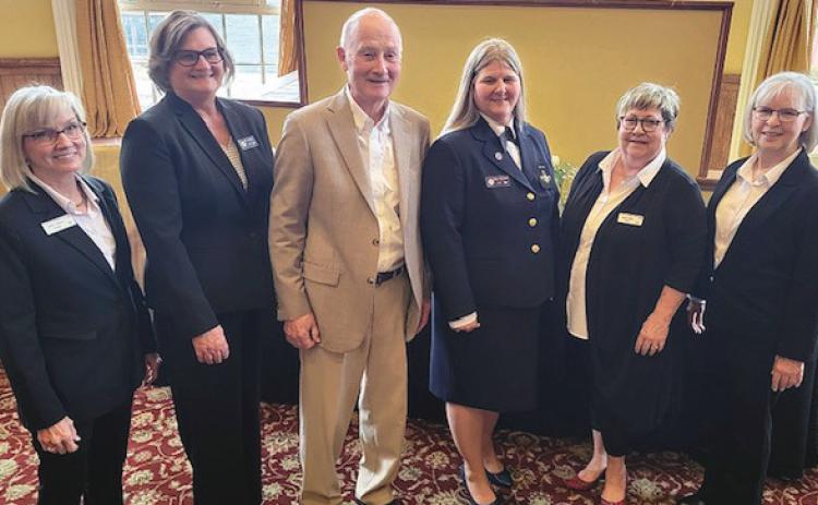 Left to right: Darcy Ulrich, Rossford, treasurer; Mary Schaller, Perrysburg, secretary; Howard Zibbel, Rossford, executive officer; Loriann Czerniejewski, Toledo (Point Place), commander; Amy Watkins-Gross, Perrysburg, administrative officer, and Phyllis Zibbel, Rossford, education officer.