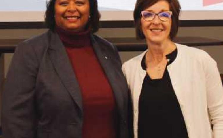 Owens Community College President Dr. Dione Somerville, left, is welcomed by Dr. Angela Jackson, RBA president. The RBA’s next meeting is Tuesday, June 28, at noon. For more information, visit rossfordba.com.