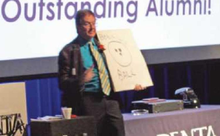Don “Pattrick” Przysiecki, Class of 1973, is among this year’s outstanding alumni recipients. A magician, he entertained attendees with a brief magic show.