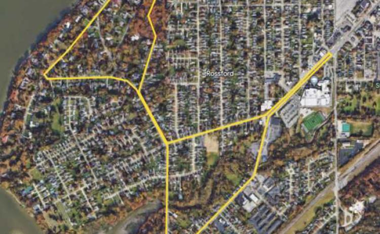 The race route is marked above, in yellow.