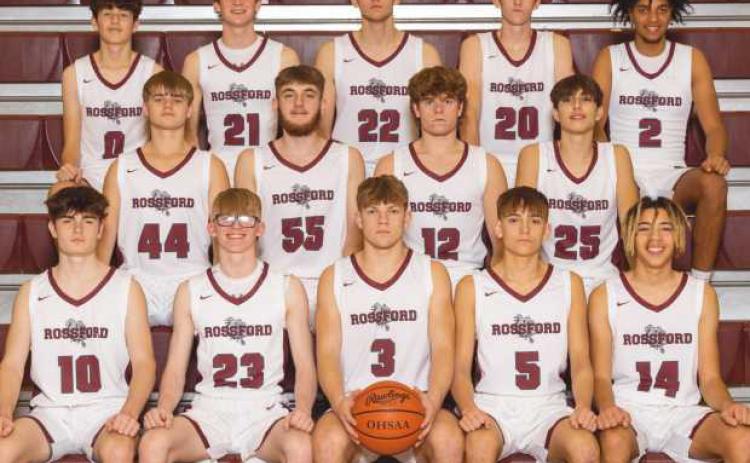 Members of the Rossford High School boys varsity basketball team are, back row, from left: Anthony Quintanilla, Jake Morrison, Derek Vorst, Garette Murphree, Brenden Revels. Middle row: Blake Dewey, Michael Gilreath, Brandon Swope, Xavier Kellermeier. Front row: Jackson Grimm, Dylan McCann, Wes Ellison, Jace Odenweller, Xavier Boyd.