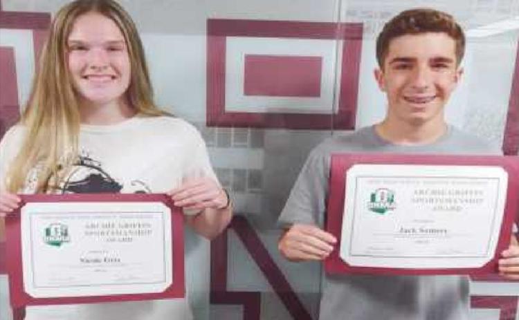 Nicole Grix and Jack Somers at the RJHS awards presentation.