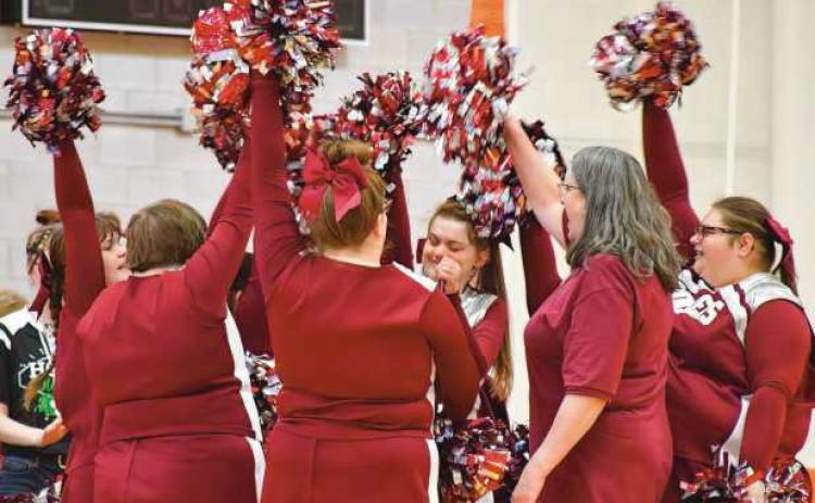 Competitive cheer athletes at the Special Olympics Ohio 2022 indoor winter games