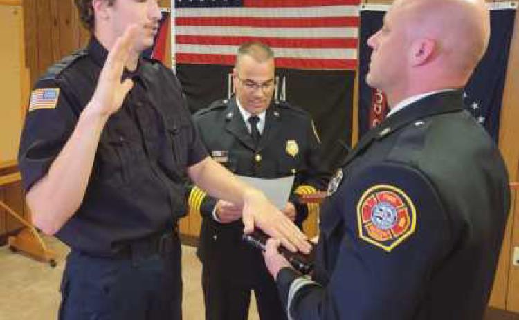From left: New part-time hire Firefighter/EMT Caleb Tobias, Deputy Fire Chief Jim Rodriguez and Captain Michael Hampton III.