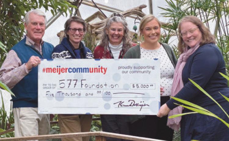 Pictured, from left: Jay Secor, 577 board president; Ally Furr, Meijer service area leader; Shelly Horne Mondragon, Meijer Rossford store director; Heaven Leach-Benarth, Meijer store human resource and Heather Gallant, 577 Executive Director.