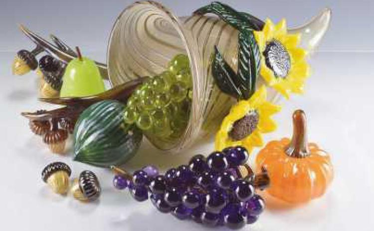 A raffle will be held for this one-of-a-kind glass cornucopia created by Tim Spurchise, TMA glass studio specialist.
