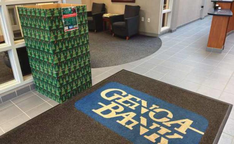 A drop-off box for lights in a Genoa Bank lobby.