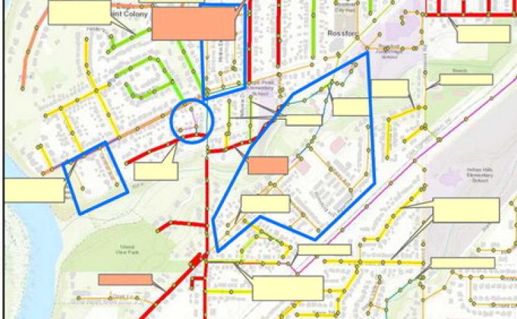 This map of Rossford from the Northwestern Water and Sewer District shows plans for future sewer work. [See related story on front page.]