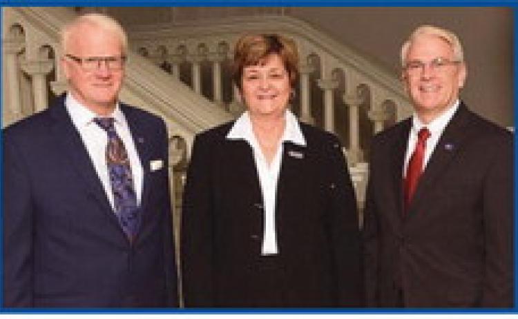 From left are county commissioners Dr. Ted Bowlus, Doris Herringshaw and Craig LaHote.