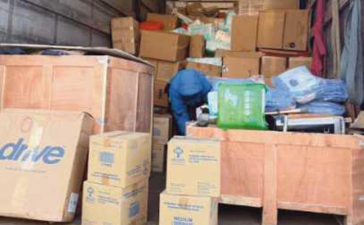 A semi-truck full of humanitarian aid.