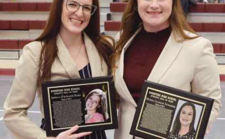 2025 Rossford Athletic Hall of Fame inductees Jessica (Pietrasz) Bush and Margo Jackson Schaffer.