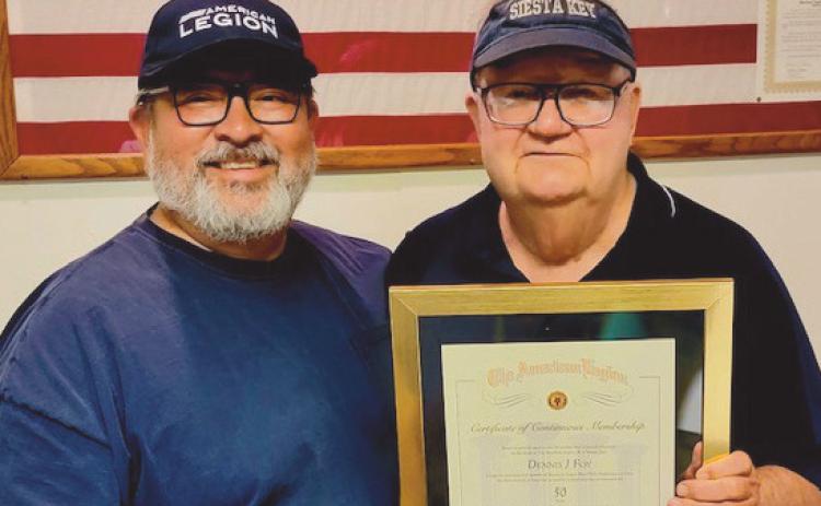 Dennis Foy recognized for 50 years as a Rossford American Legion member