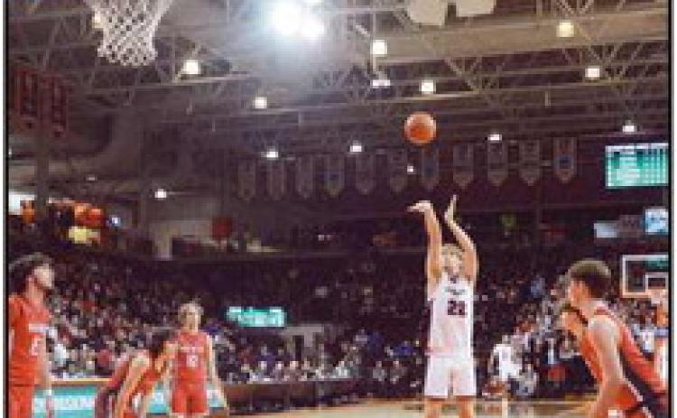 Derek Vorst shoots from the free throw line.